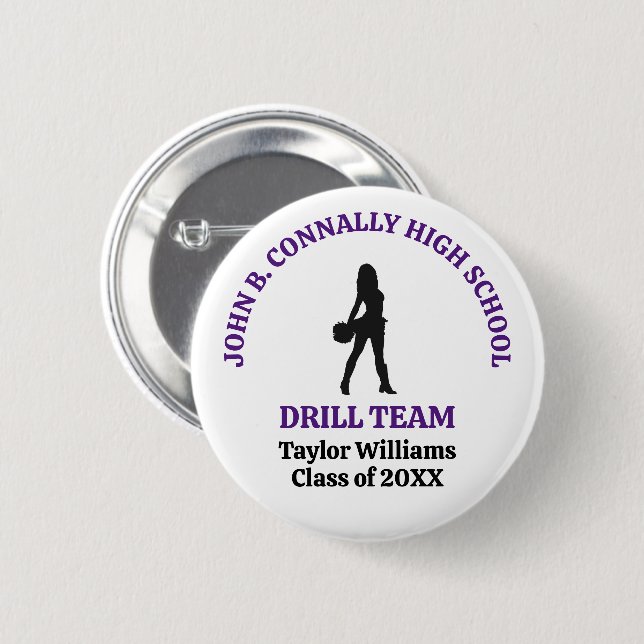 Badge Rond 5 Cm Danseuse de l'équipe de drill de l'école secondair (Devant & derrière)