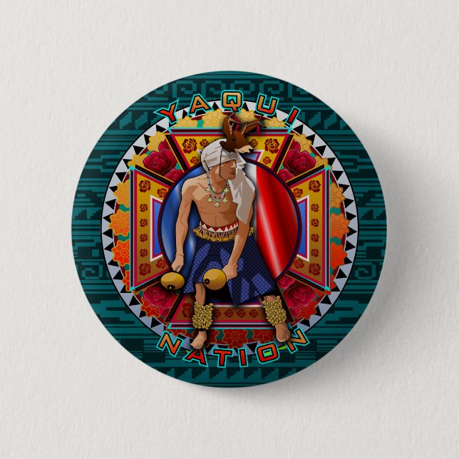 Badge Rond 5 Cm Danseuse originale de la nation Yaqui (Devant)