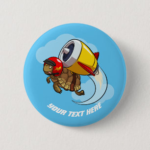 Badge Rond 5 Cm Daredevil Flying Tortoise avec un Jet Pack