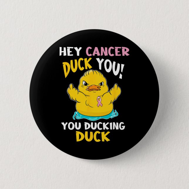 Badge Rond 5 Cm Daring Duckie - Guerrier du cancer du sein (Devant)