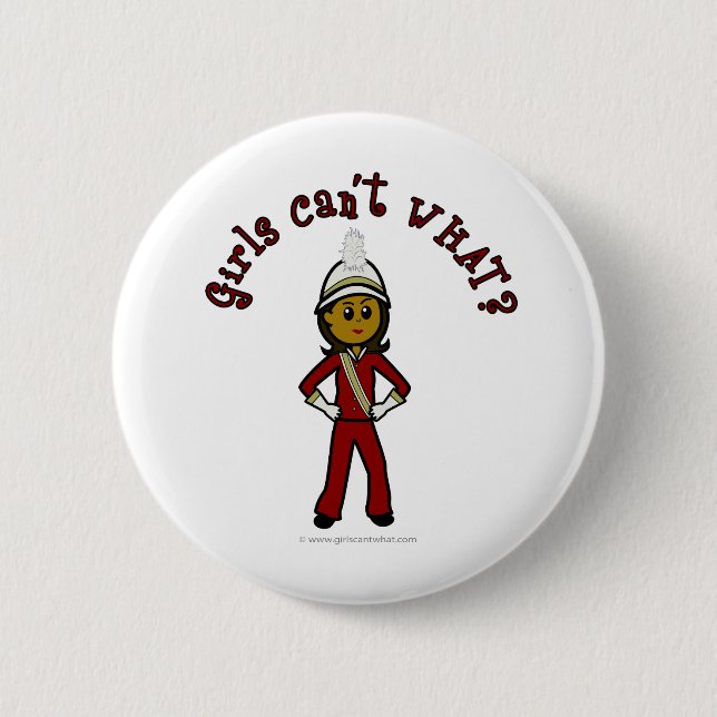 Badge Rond 5 Cm Dark Girl in Red Marching Band Uniform (Devant)