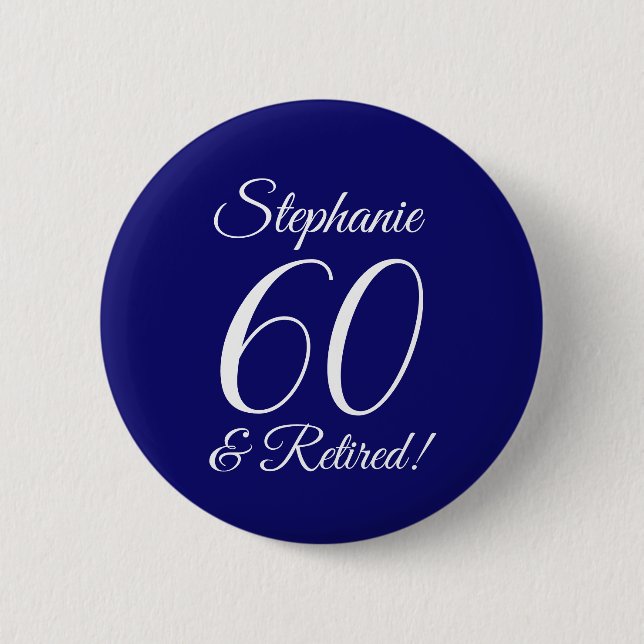 Badge Rond 5 Cm Dark Purple 60 et Retraité Party (Devant)