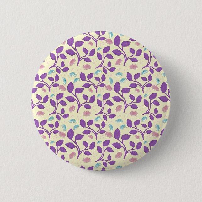 Badge Rond 5 Cm Dark Purple Floral Pattern | Aesthetic Seamless  (Devant)