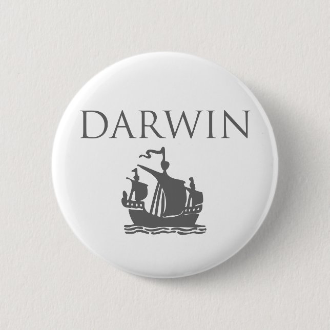 Badge Rond 5 Cm Darwin et Ship (Devant)