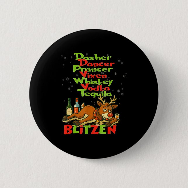 Badge Rond 5 Cm Dasher Dancer Whisky Vodka Tequila Blitzen Christ (Devant)