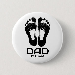 Badge Rond 5 Cm Date de naissance Bébé Empreintes de pied Nouveau
