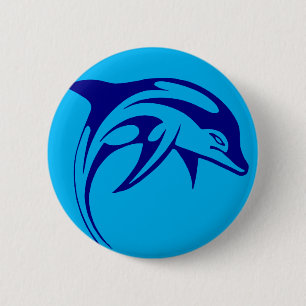 Badge Rond 5 Cm Dauphin bleu