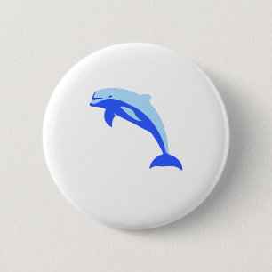 Badge Rond 5 Cm Dauphin bleu vif Dauphin Océan Carton