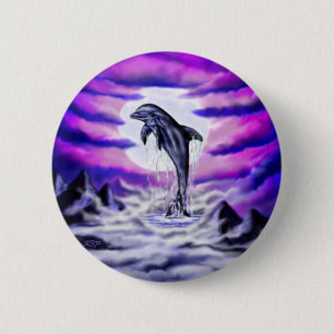 Badge Rond 5 Cm Dauphin clair de lune