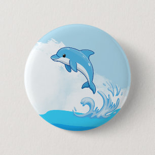 Badge Rond 5 Cm Dauphin sauteur aventure océanique