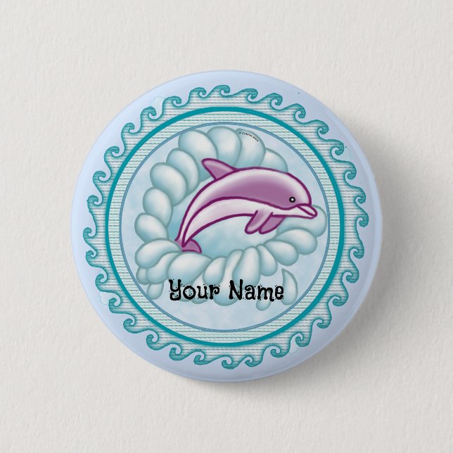 Badge Rond 5 Cm Dauphin Splash  (Devant)