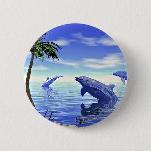 Badge Rond 5 Cm Dauphins