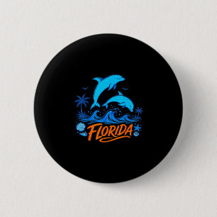 Badge Rond 5 Cm dauphins de Floride vagues océaniques ludiques mot