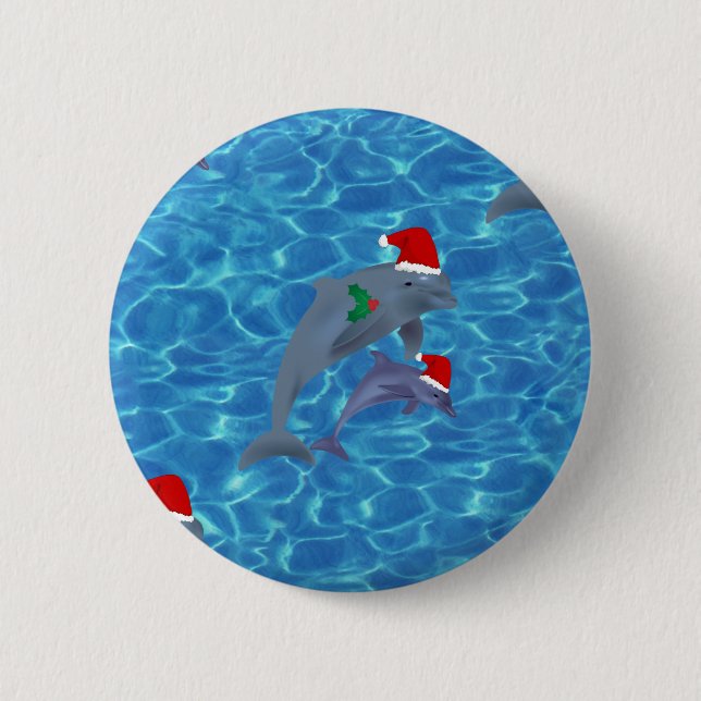 Badge Rond 5 Cm dauphins de santa claus (Devant)