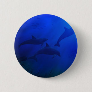 BADGE ROND 5 CM DAUPHINS SOUS-MARINS