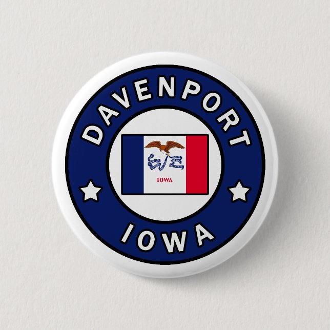 Badge Rond 5 Cm Davenport Iowa (Devant)