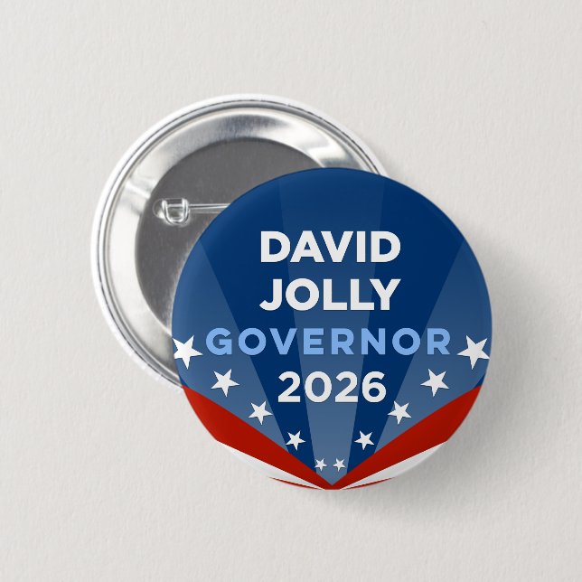 Badge Rond 5 Cm David Jolly pour le gouverneur de Floride (Devant & derrière)