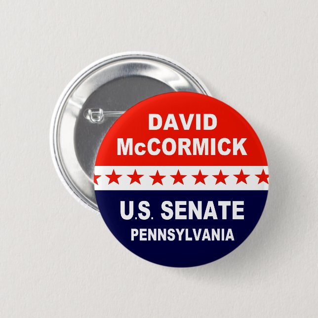 Badge Rond 5 Cm David McCormick Sénat américain Pennsylvanie 2022 (Devant & derrière)