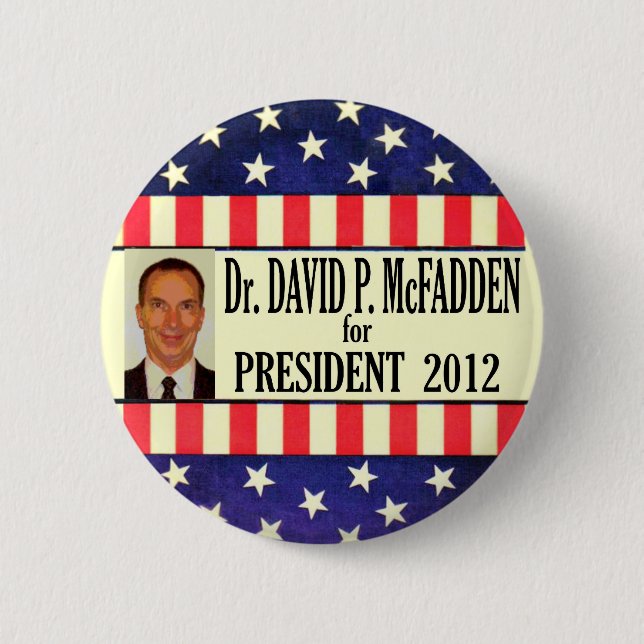 Badge Rond 5 Cm David McFadden pour le président 2012 (Devant)