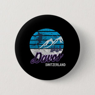 Badge Rond 5 Cm Davos Swiss Alps Suisse Station de ski Snowboardi
