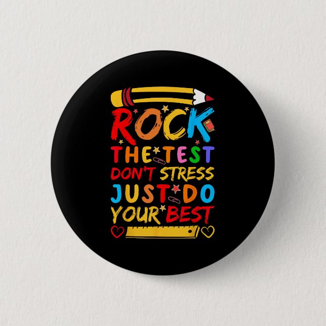 Badge Rond 5 Cm Day Rock Le Test Funky Enseignant Test Ex (Devant)