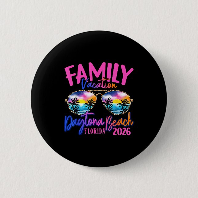 Badge Rond 5 Cm Daytona Beach Florida Vacation 2026 Matching Famil (Devant)