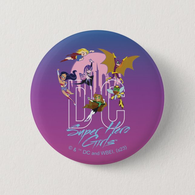 Badge Rond 5 Cm DC Super Hero Girls Skyline (Devant)