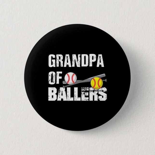 Badge Rond 5 Cm De Ballers Funny Baseball Softball Fête des pères  (Devant)
