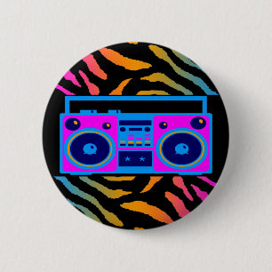 Badge Rond 5 Cm De COREY RÉTROS BOOMBOX RAYURES de TIGRE du TIGRE