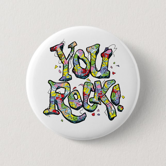 Badge Rond 5 Cm De fête "vous roche !" Bouton de lettrage (Devant)