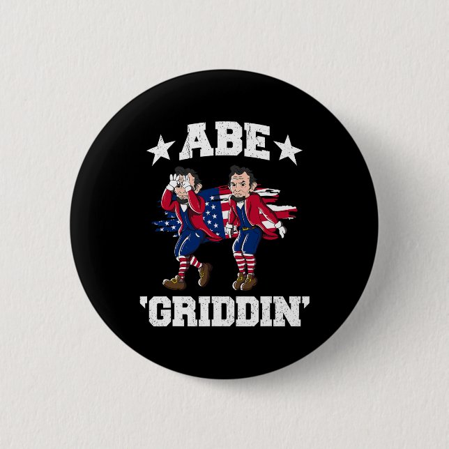 Badge Rond 5 Cm De Juillet Benjamin Franklin Griddy Ben Griddin (Devant)