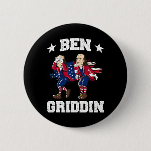 Badge Rond 5 Cm De Juillet Benjamin Franklin Griddy Ben Griddin 1