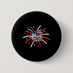 Badge Rond 5 Cm De Juillet Mimi Tournesol Drapeau Américain Feu d'