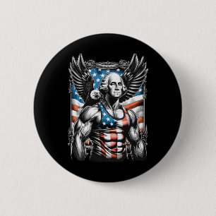 Badge Rond 5 Cm De Juillet Patriotique Funny George Washington Jui