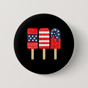 Badge Rond 5 Cm De Juillet Popsicle Rouge Blanc Bleu Américain Dra
