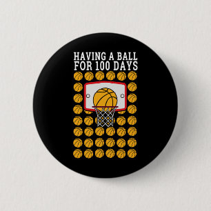 Badge Rond 5 Cm De l'école 100e jour 100 Ball Sports Basketball