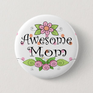 Badge Rond 5 Cm De maman fleurs impressionnantes de rose assez