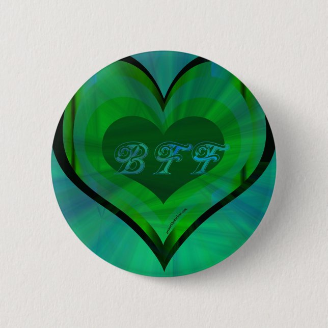 Badge Rond 5 Cm De meilleurs amis coeur vert pour toujours (Devant)