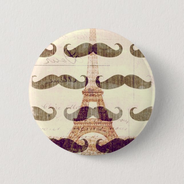 Badge Rond 5 Cm De Paris avec la moustache (Devant)