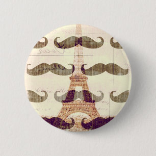 Badge Rond 5 Cm De Paris avec la moustache