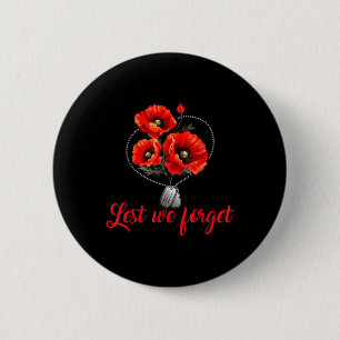 Badge Rond 5 Cm De peur que nous oublions la fleur de pavot rouge 