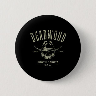 Badge Rond 5 Cm Deadwood Dakota du Sud États-Unis Design en détres