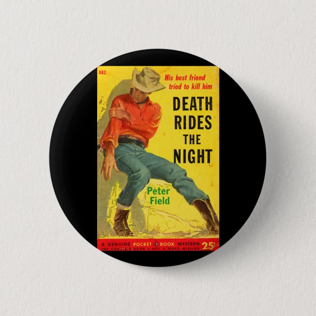 Badge Rond 5 Cm Death Rides La nuit couverture du livre de l'ouest (Devant)
