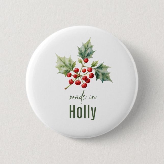 Badge Rond 5 Cm December Holly  Birth Flower Flat Thank You  (Devant)