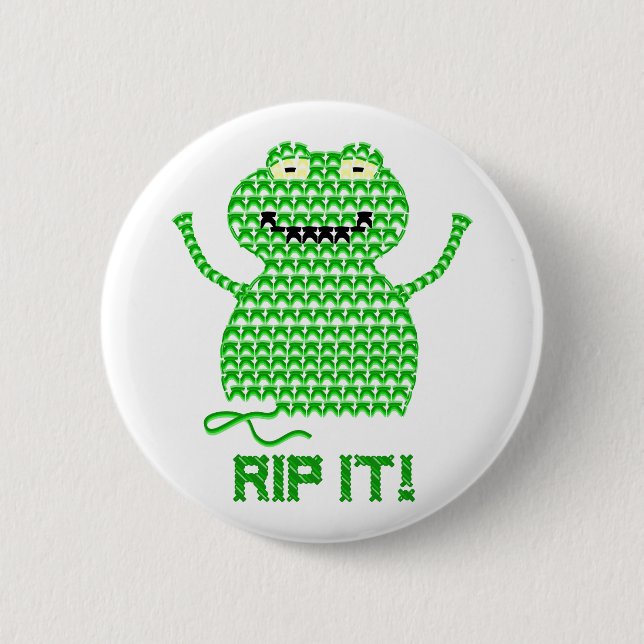 Badge Rond 5 Cm Déchirez-le ! Dirigez la grenouille de crochet (Devant)