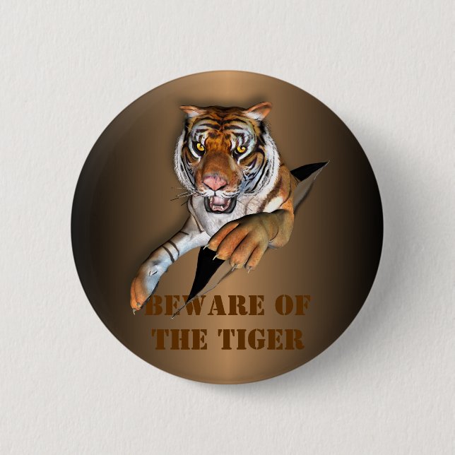 Badge Rond 5 Cm Déchirure de la conception de tigre (Devant)