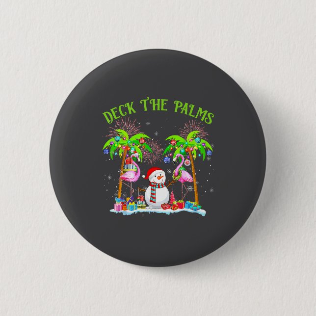 Badge Rond 5 Cm Deck The Palms Flamingo Trocal Christmas Lights Pa (Devant)