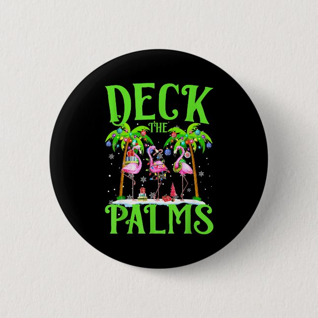 Badge Rond 5 Cm Deck The Palms Flamingo Trocal Christmas Lights Pa (Devant)
