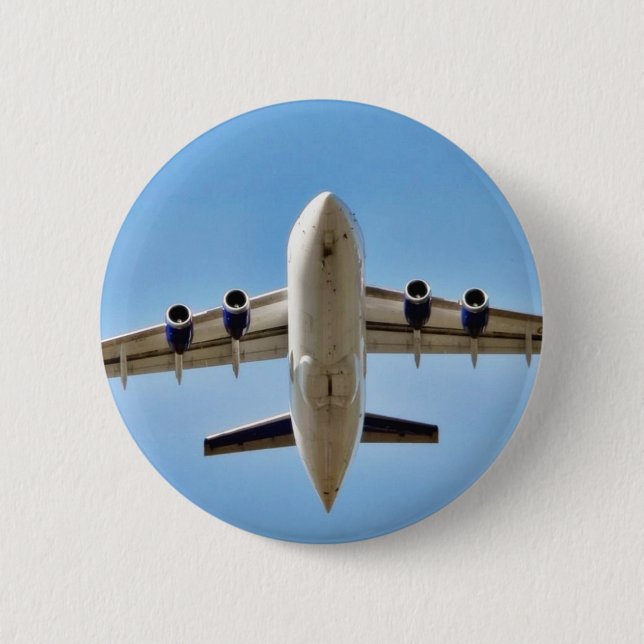 Badge Rond 5 Cm Décollage d'avion haut (Devant)
