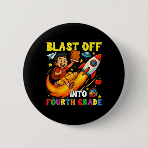 Badge Rond 5 Cm Décollage de fusée en quatrième année Drôle de ren